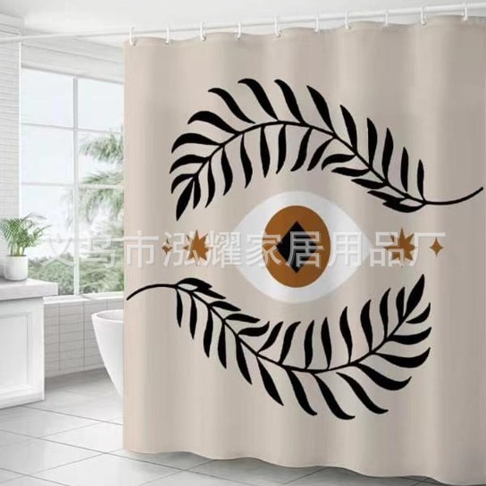 跨境新款浴帘抽象系花型多选数码印花四件套马桶垫三件套量大价优