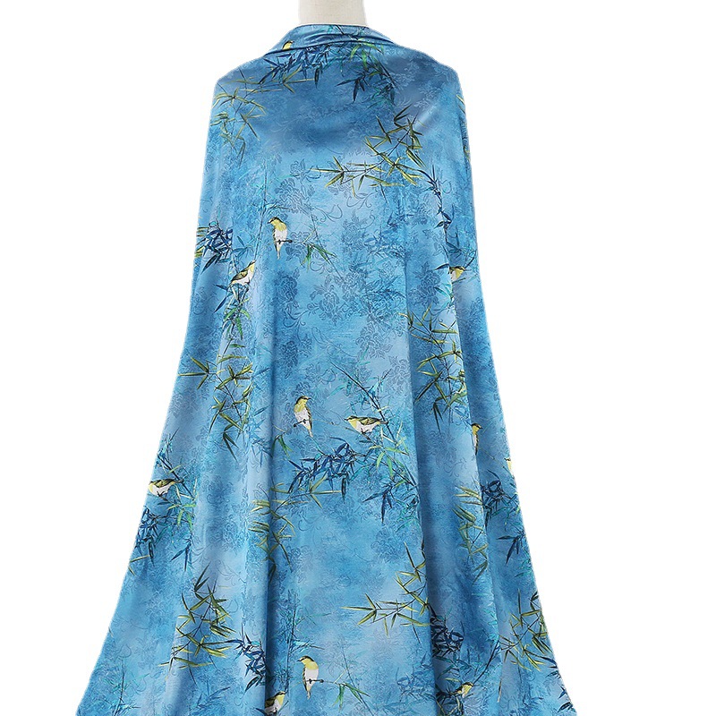 香云纱花萝面料旗袍连衣裙小衫中老年装数码印花布料经典数码印花