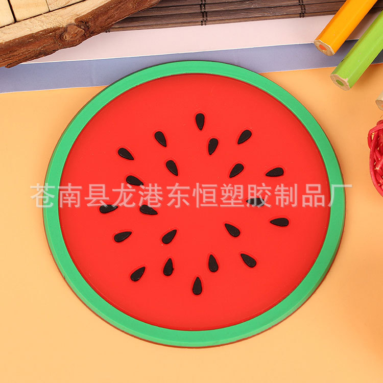 创意隔热耐高温餐垫卡通PVC软胶餐桌杯垫定制缤纷果冻色水果杯垫产品图