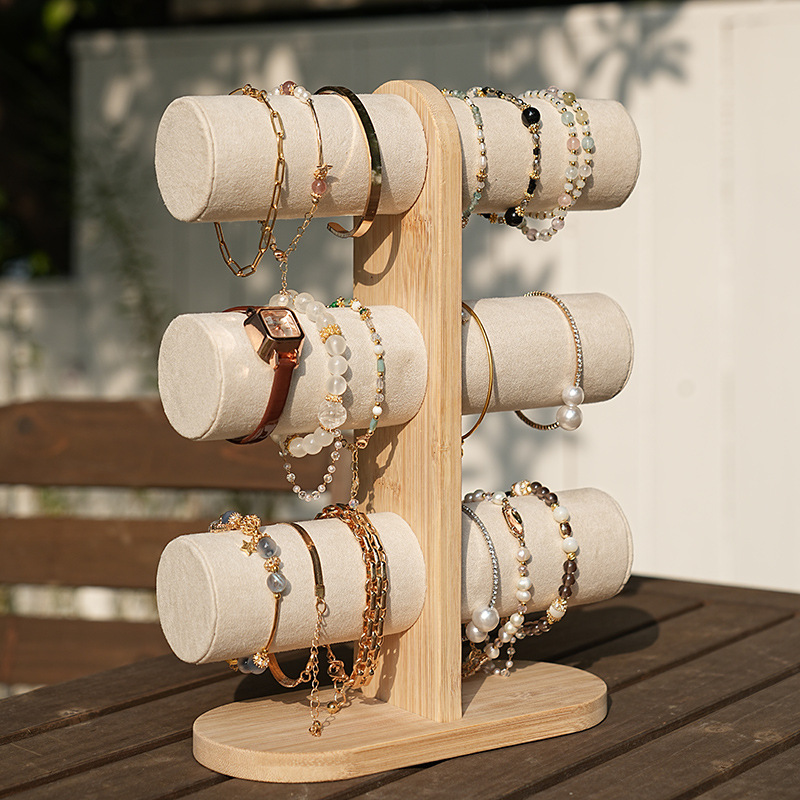 竹子三层手镯展示架高级感手链架手表首饰展示道具手串发圈饰品架