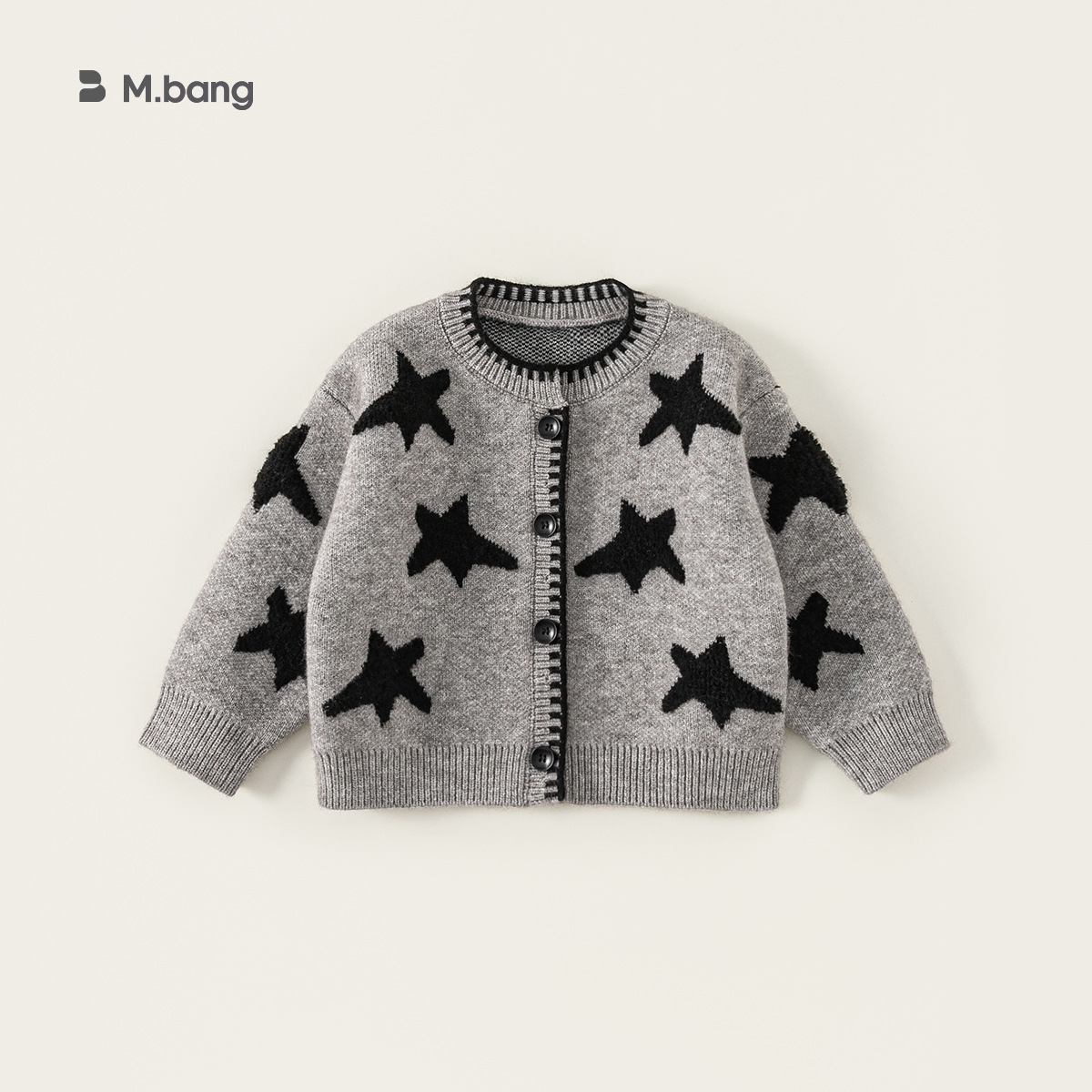 邦选童装春秋新款儿童上衣撞色五角星衣服女童开衫女孩子毛衣外套