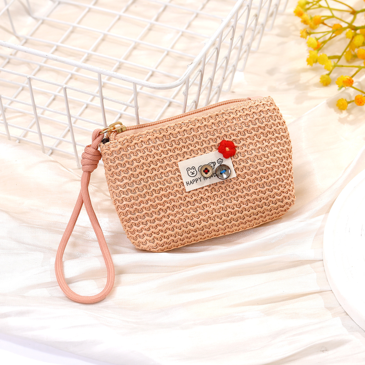 Cute coin zero monedero mujer colgante mini pequeño bolso 2026 nuevo estilo alto nivel de apariencia monedero para niñas tejido bolsa de hierba details Picture