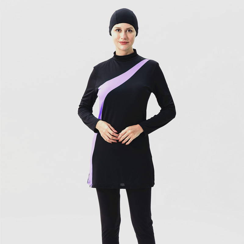 Comercio exterior transfronterizo de mujeres musulmanas traje de baño de tres piezas manga larga pantalones protección solar spa traje de baño de verano conservador en stock directo de fábrica details Picture
