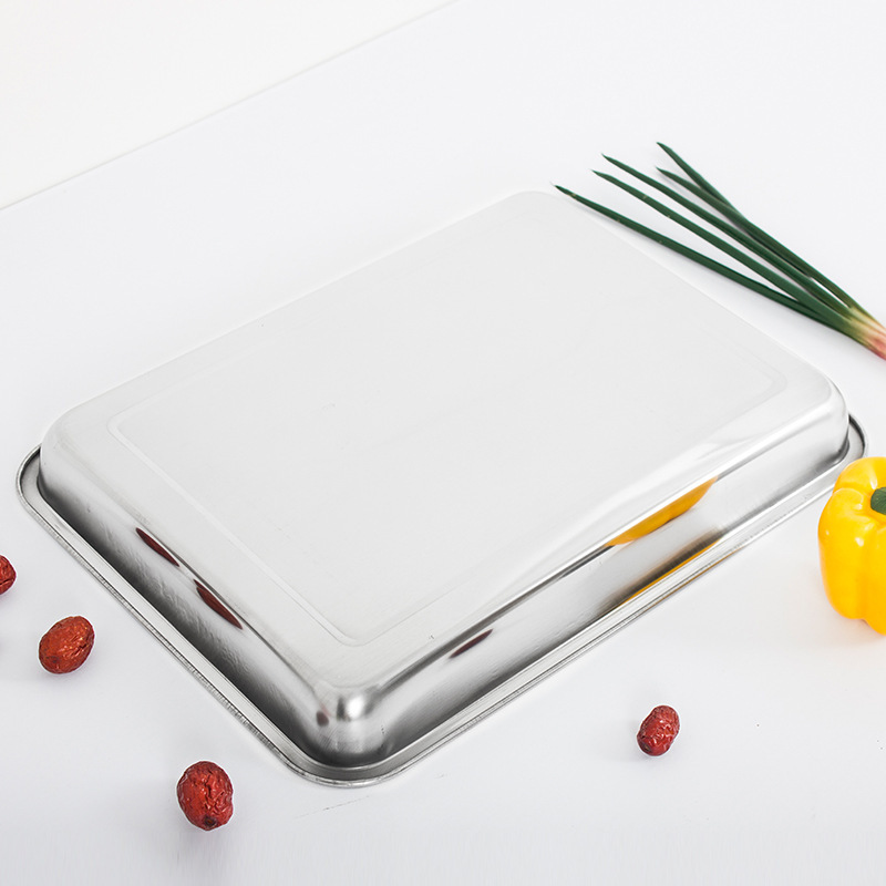 05 thick 4.8 deep stainless steel square plate tray with perforated depth, hotel tableware, rectangular barbecue rice plate and tea tray details Picture