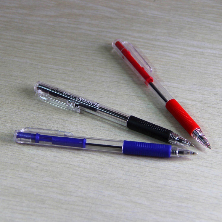 Factory direct supply of Tianfeng 522 ballpoint pens, plastic promotional gift pens, oil pens, simple pens, 50 pieces per bucket Specification drawing