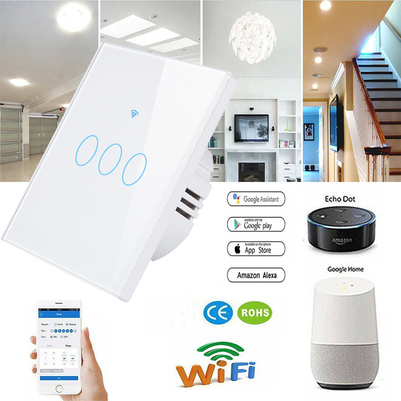 Tuya WiFi+ Bluetooth +RF smart touch switch, single-fire and zero-fire universal European and British standard switch details Picture