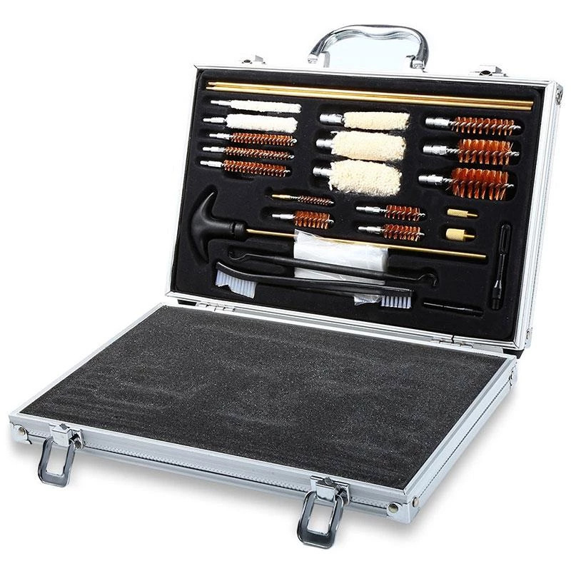 Jujian Cross-border 25-piece GK08 gun barrel brush, copper wire cotton brush, wooden box set, cleaning and gun cleaning tools, aluminum box gun brush Application Scenario