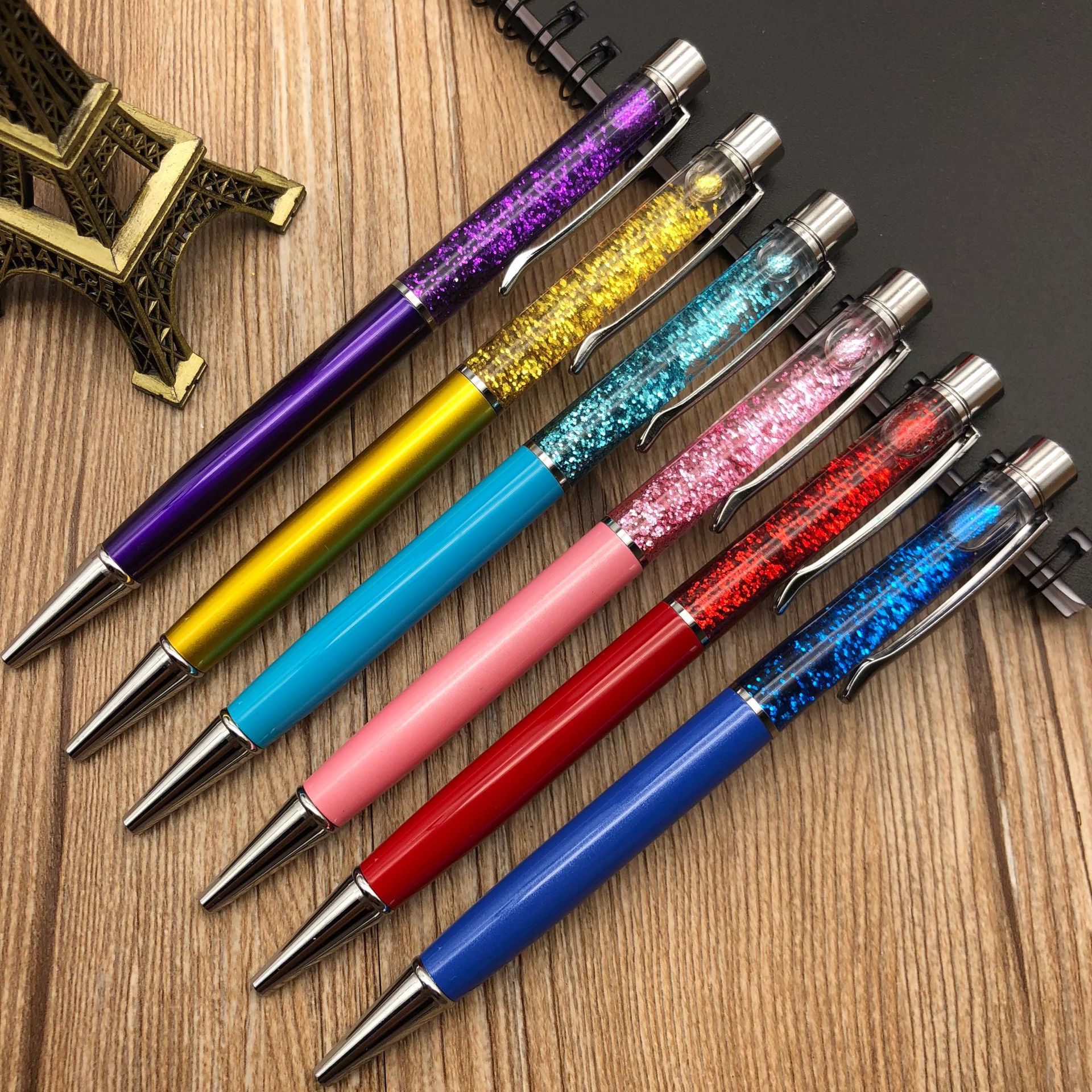 Sand gold powder in oil pens, crystal pens, metal pens, empty tube pens, in-stock gifts, advertising pens, ballpoint pens details Picture