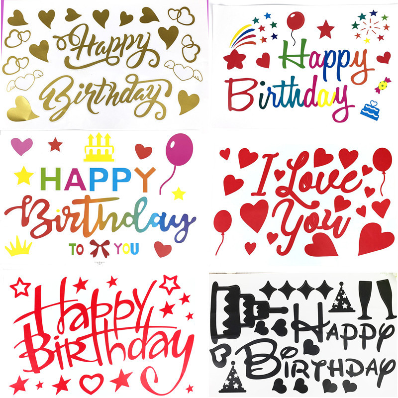 Wholesale of in-stock bubble ball stickers, English birthday happy bubble ball transparent balloon accessories, balloon stickers, stationery stickers thumbnail