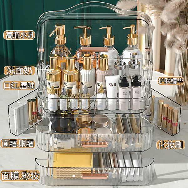 Bathroom skin care product storage box, bathroom desktop transparent storage and organization box, dormitory lipstick and cosmetics shelf details Picture