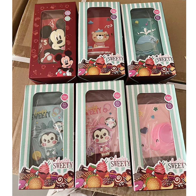 Large-capacity cartoon water cup, high appearance level children's water bottle, high-temperature resistant straw cup, outdoor water bottle, internet-famous student cup details Picture