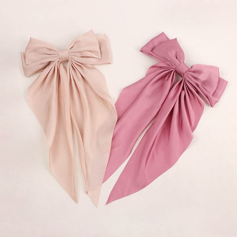法式复古超大蝴蝶结头饰缎面超仙气质后脑勺飘带发圈发饰