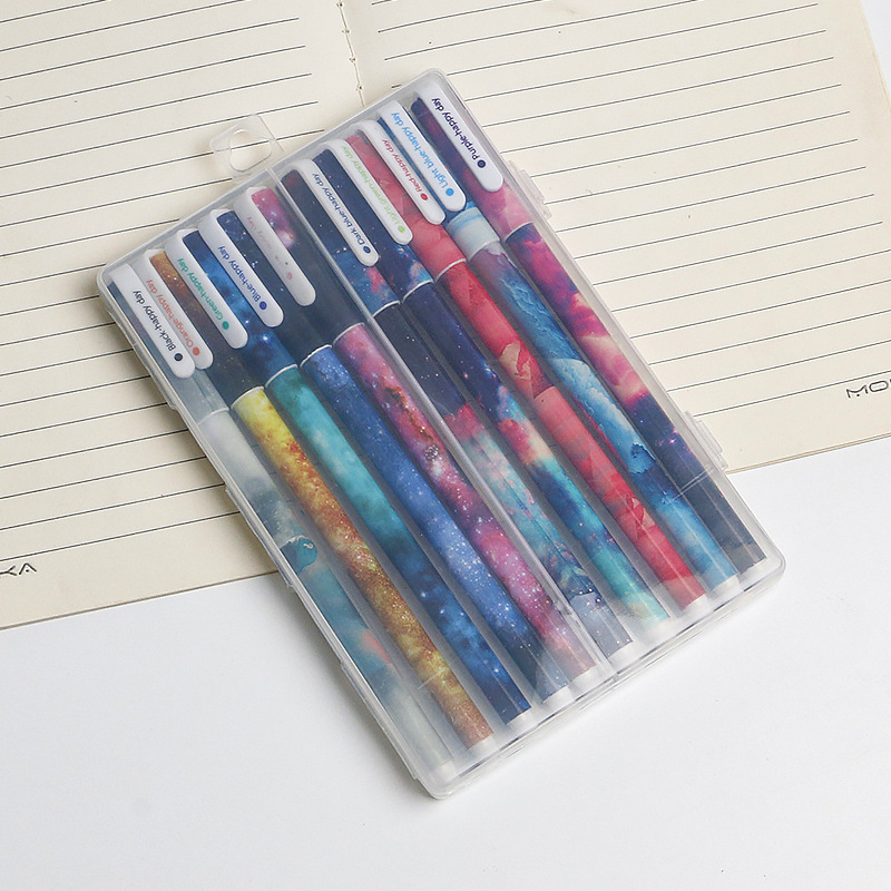 A set of cute little floral 10-color gel pens with printed rods, a fresh and clean boxed gel pen 0.38mm in ten colors Application Scenario