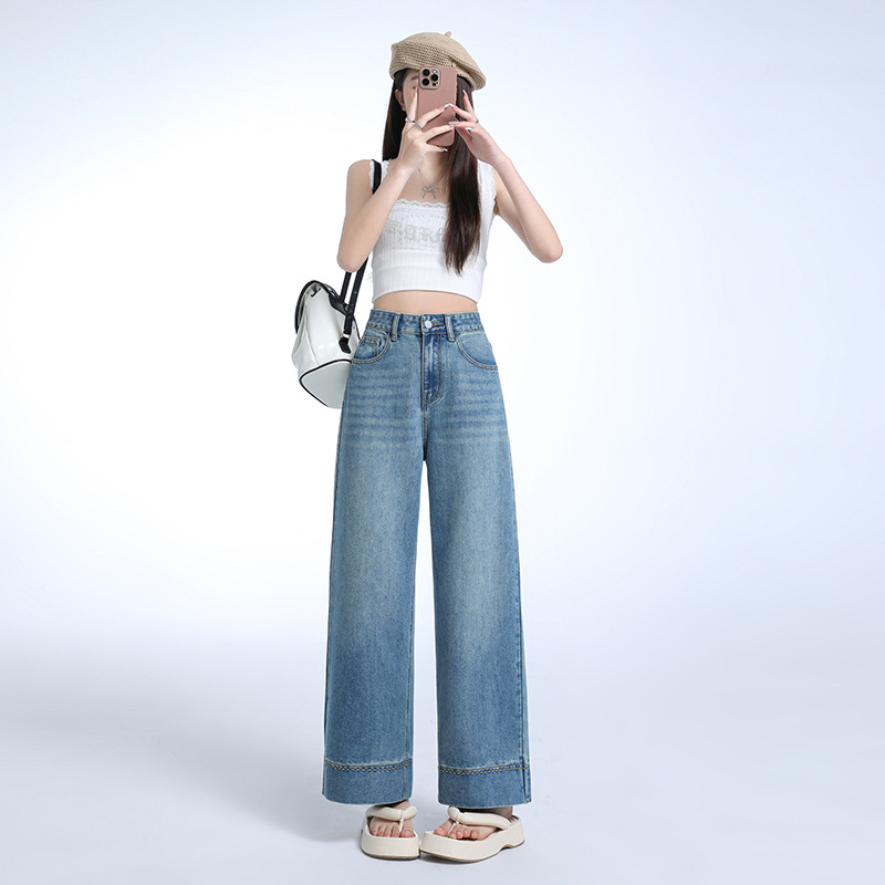 High-waisted slimming baguette cigarette tube jeans, fashionable and versatile jeans, super soft drape, women's pants Application Scenario