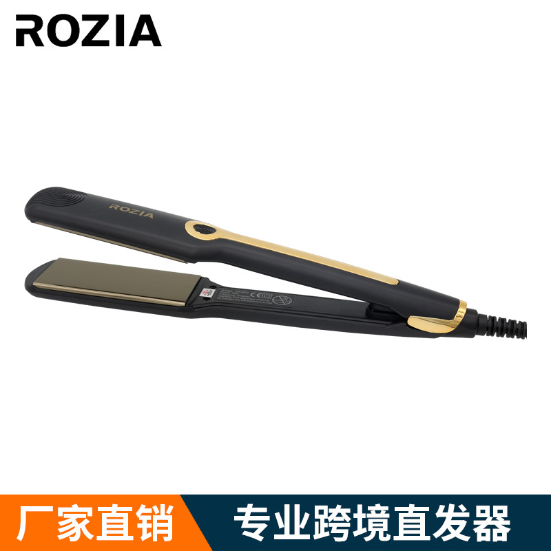 ROZIA2024新款洛之亚红色夹板发廊烫发直发器头发拉直棒厂家直销
