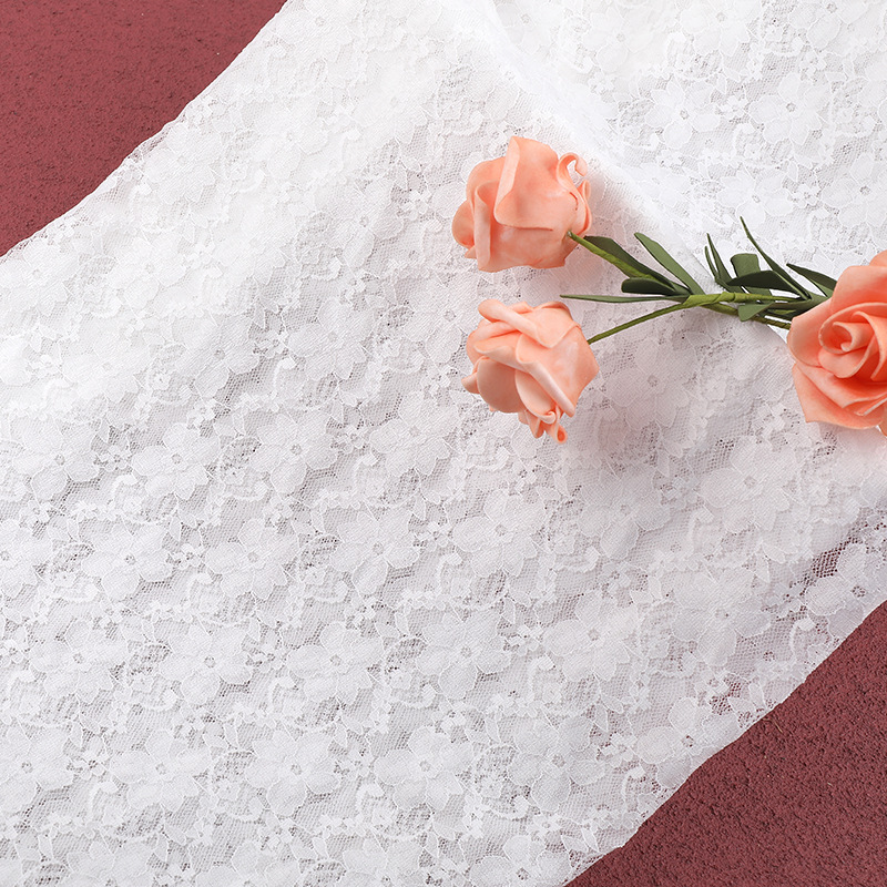 锦纶蕾丝面料经典小梅花蕾丝布料镂空弹力婚纱辅料蕾丝面料现货细节图