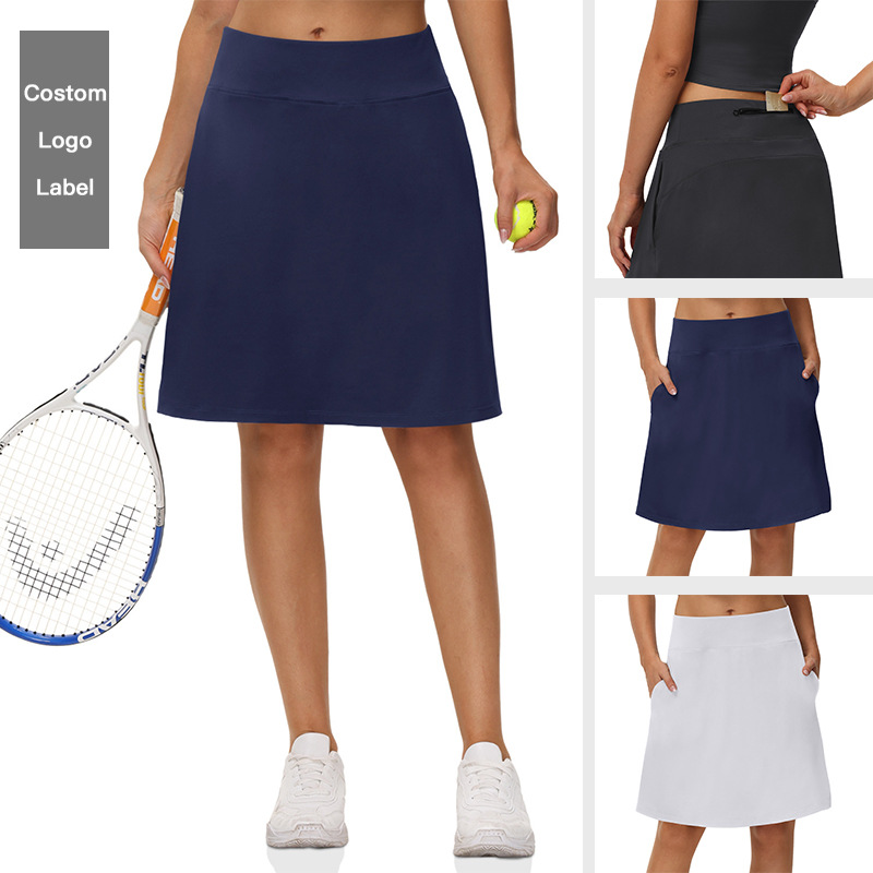 Two trendy and versatile yoga, fitness, and anti-glare mid-length sports tennis skirts and pants for women in Europe and America in 2023