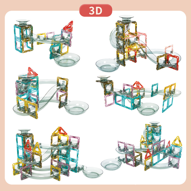 Wholesale of cross-border color window pipe building block assembly magnetic sheets, children's small magnetic bricks, pipe building block assembly toys Specification image