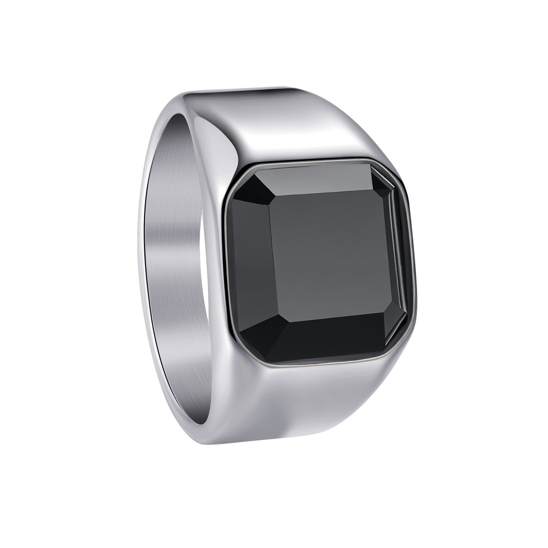 Cross-border new titanium steel jewelry inlaid with multi-color gemstones and cast rings, European and American trendy men's wedding rings Item Picture