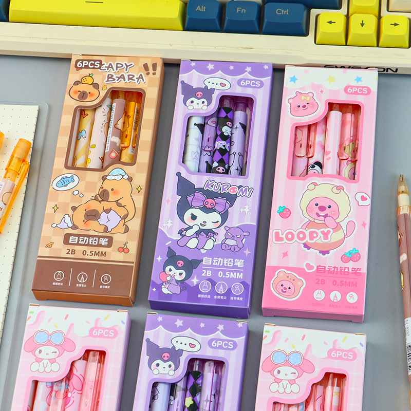 Cute cartoon Kuromi mechanical pencil, ins style, high appearance level, student press to write 0.5 box of pencils details Picture
