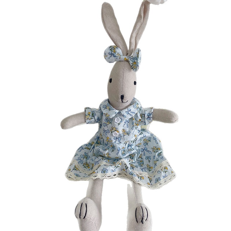 Spring new Korean-style floral dress Rabbit Wa doll handmade fabric children's soothing toy sweet baby doll girl Item Picture