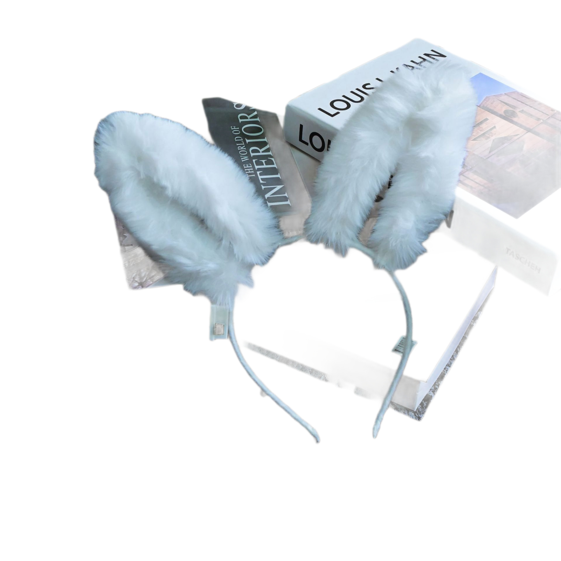 Luminous plush hairband, feather rabbit ears, 14 lamp headwear, flashing cat ears, night market stall, hairband and hairpin toys Item Picture