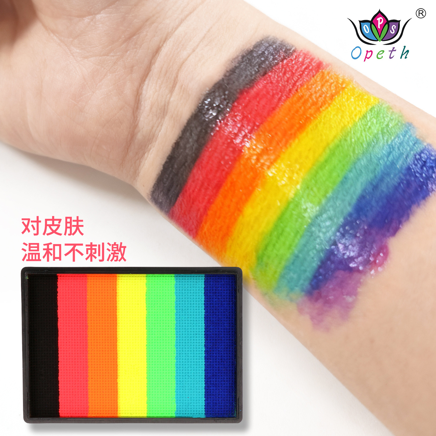 Children's body color painting, rainbow stripe face color, water-soluble face color, water-soluble makeup face color wholesale Specification image
