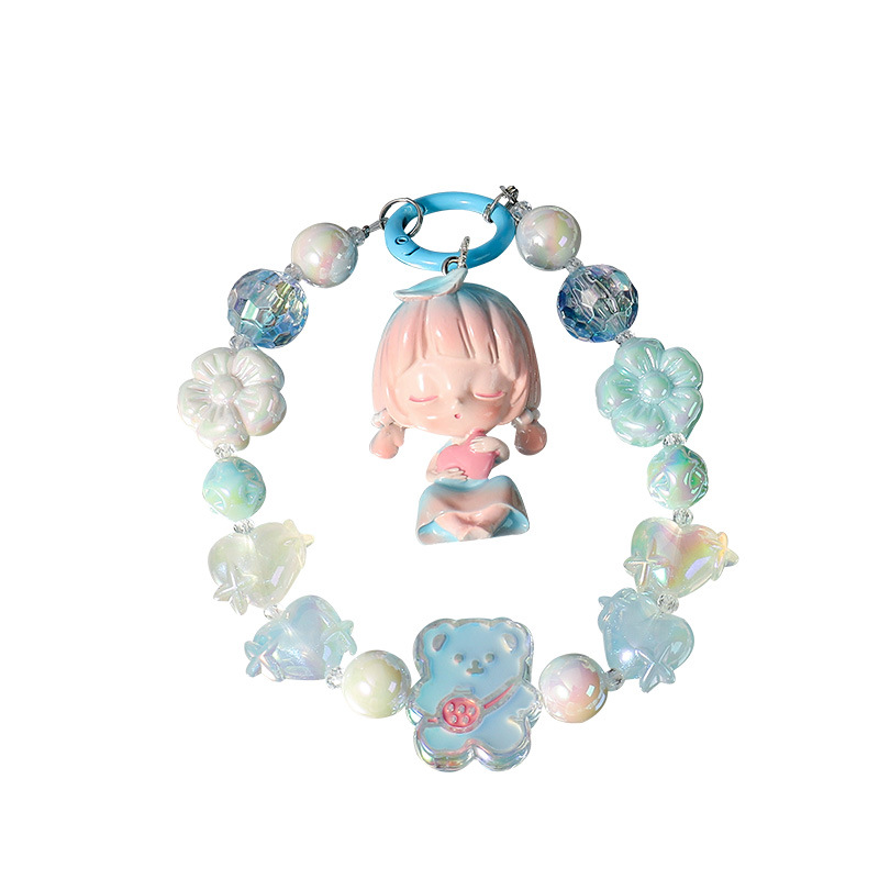 儿童宝石项链/儿童项链套装/地摊树脂挂件/PU钥匙扣/如厕表白底实物图