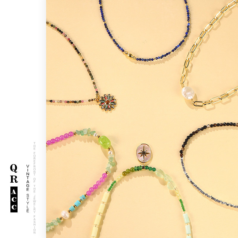 新款ins小众设计多彩串珠高级感简约项链天然珍珠时尚多巴胺颈链产品图