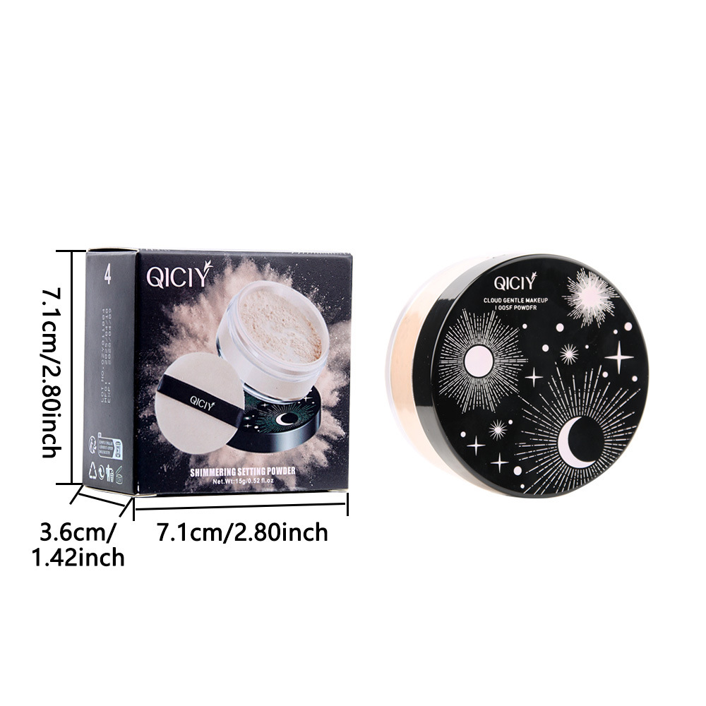 跨境专供QICIY3色珠光散粉+3色散粉粉饼补妆定妆遮瑕干湿两用批发白底实物图