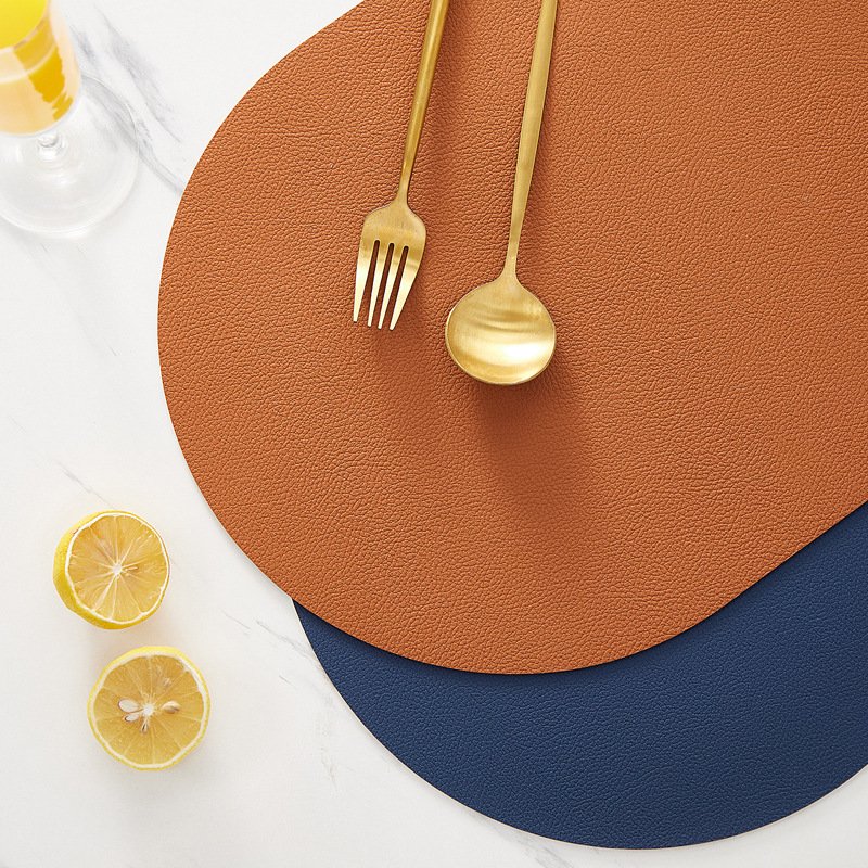 北欧餐厅装饰茶杯垫防水隔热垫防烫不规则面包形皮革餐垫隔热餐具详情图4