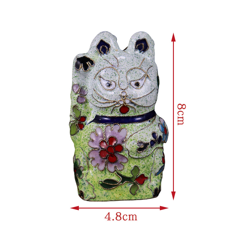 Beijing Cloisonne vintage cultural collectibles, small ornaments, copper body, cloisonne enamel filigree, large silver blue maneki Neko Item Picture