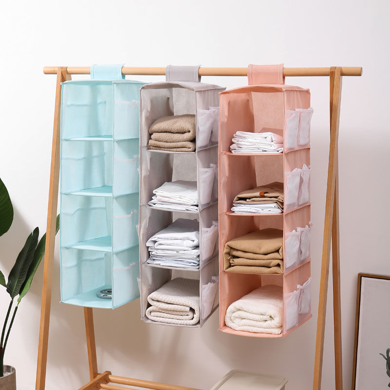 Wardrobe storage hanging bag, three-dimensional hanging multi-functional bag, clothing storage bag, fabric underwear organizing hanging bag details Picture