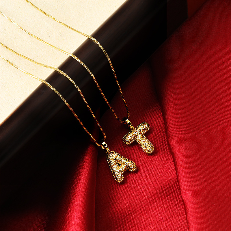 Honglu Cross-border's new fashionable and versatile balloon bubble letter pendant, a hip-hop accessory featuring 26 English letters Specification drawing