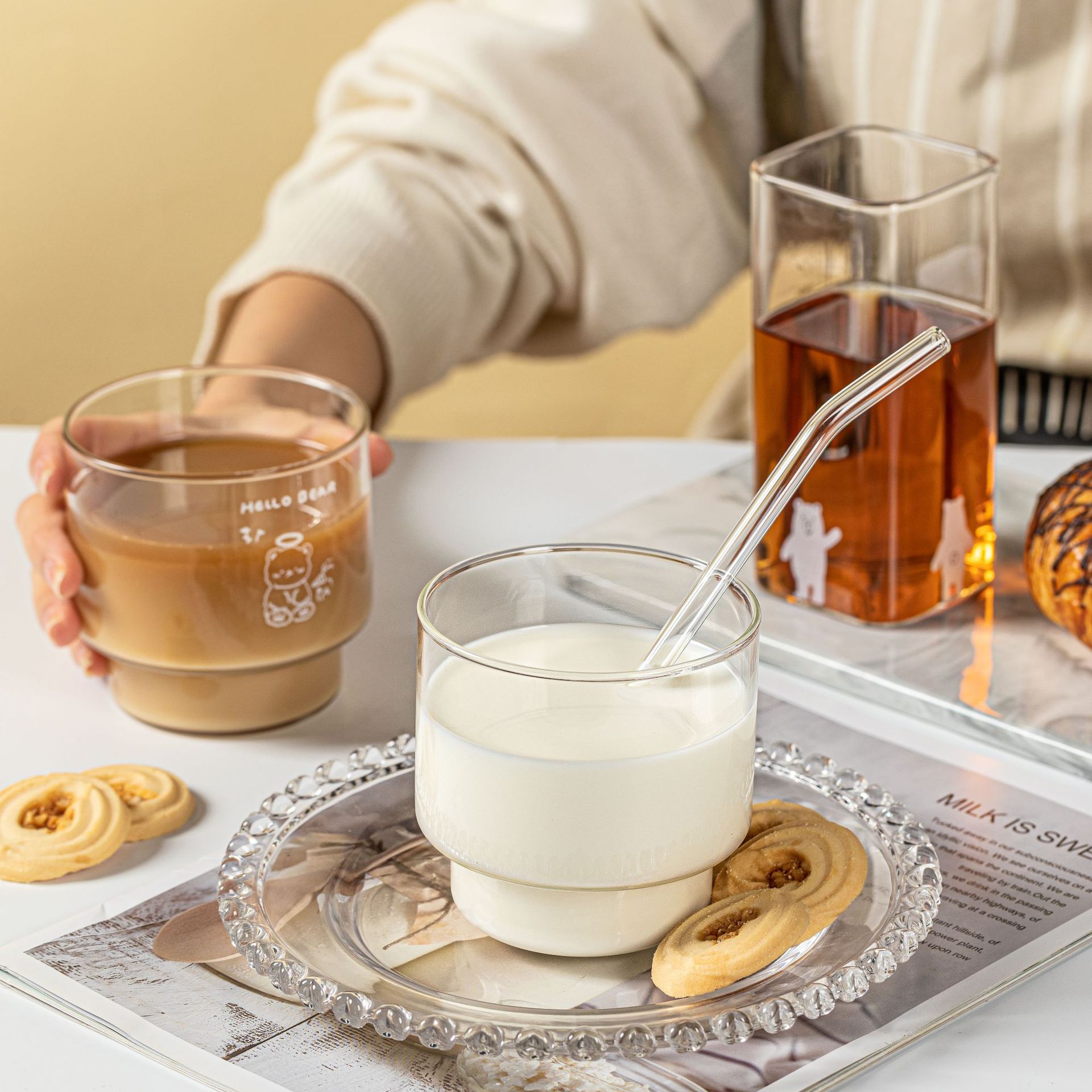 Influencers ins copas de viento dibujos animados adorables hogar alto nivel de apariencia tazas de café oficina pareja beber taza de leche details Picture