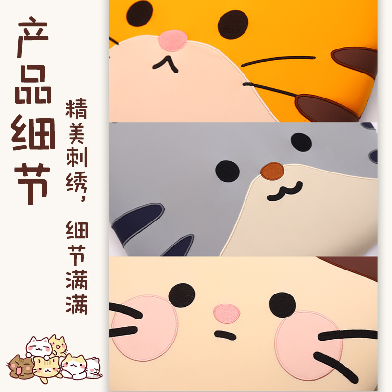 Wholesale of memory foam cartoon kitten seat cushions, Kanglehouse slow rebound flatbed cushions, anti-slip cat chair cushions and backrests details Picture