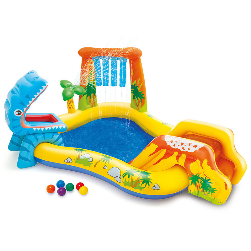 INTEX57444 Dinosaur Volcano Slide Park Pool Children Inflatable Swimming Pool Bath Pool Water Play Thickened Sandpit Item Picture