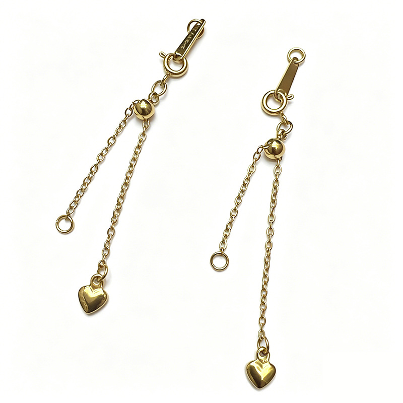 Stainless steel adjustable pull-out heart extension chain, DIY pearl bracelet necklace, connecting tail chain accessory Application Scenario