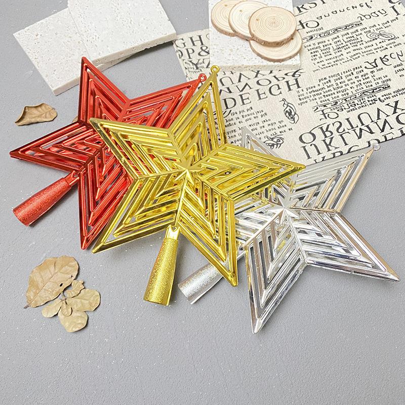 Christmas tree top star five-pointed star pendant, plastic tree top star Christmas festival decoration items, cross-border exclusive supply Specification image