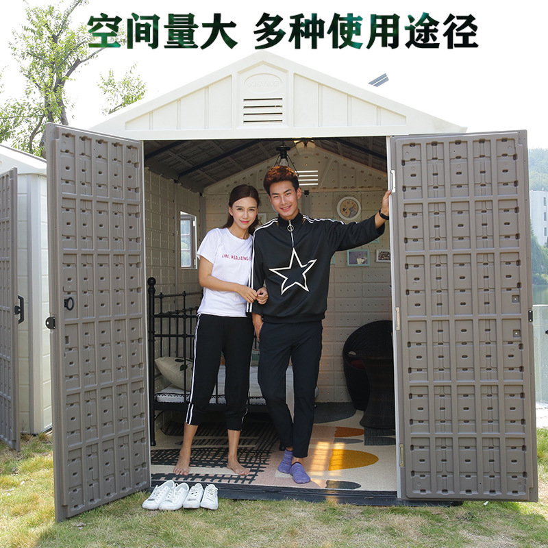 户外工具房花园庭院室外储物收纳楼顶简易组装可移动房子住人家用细节图