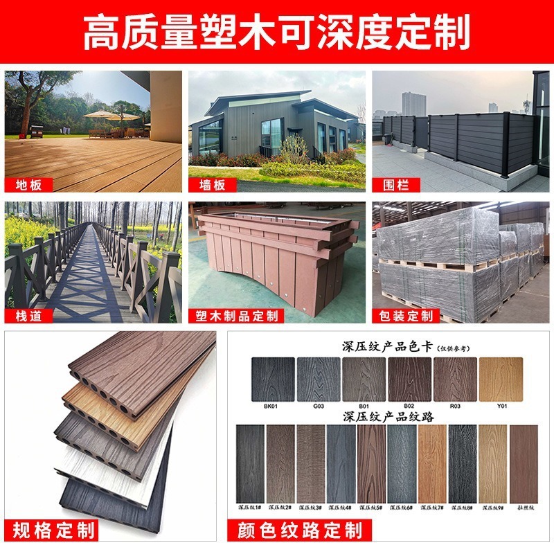 wpc grating wood-plastic Great Wall board, second-generation co-extruded wood-plastic wall panel, wood-plastic fence, outdoor courtyard Application Scenario
