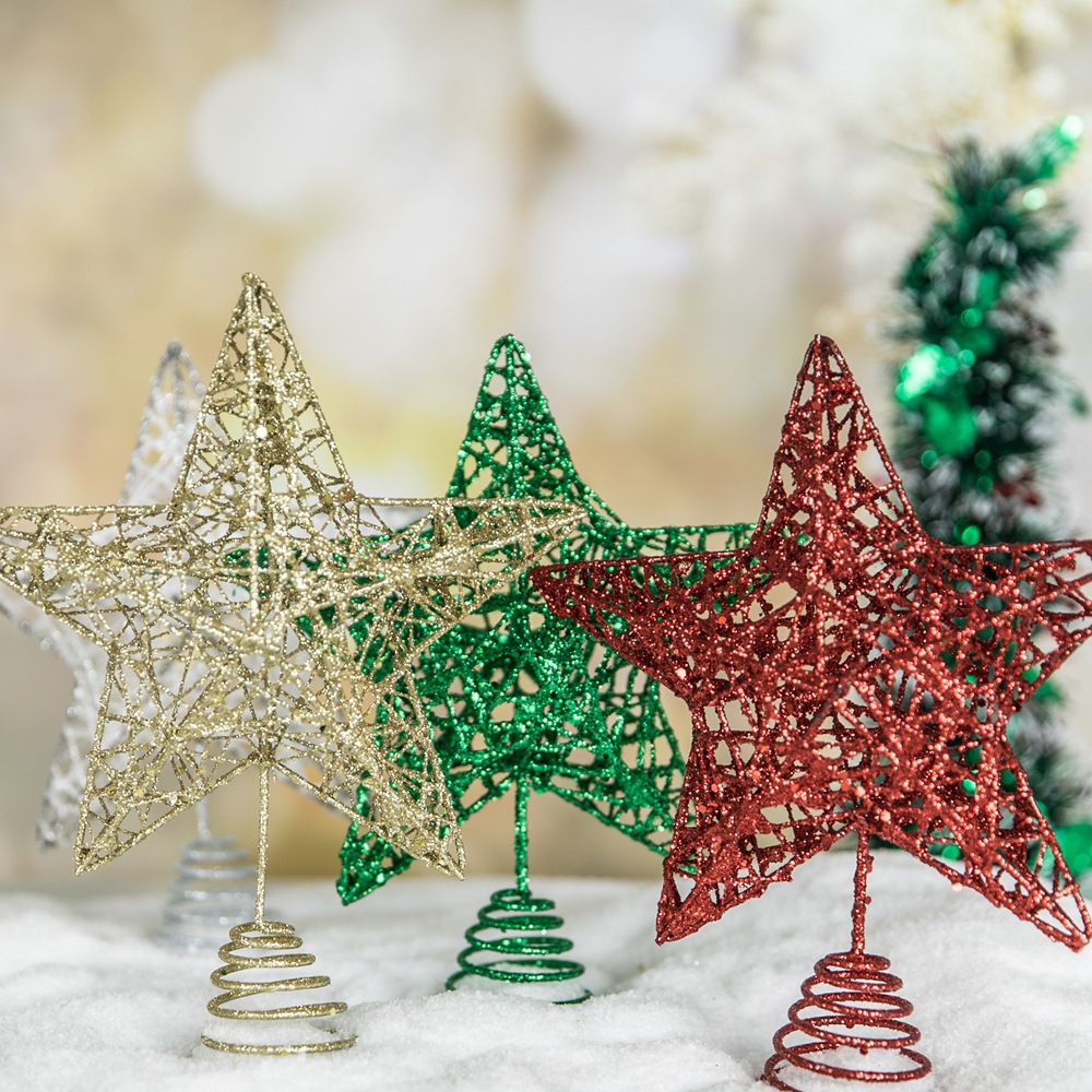 跨境新款圣诞树顶星圣诞树圣圣诞装饰品圣诞五角星灯饰星星发光细节图