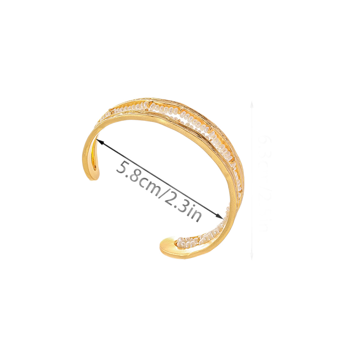 Nasha Light Luxury copper-plated 18K real gold cross-border European and American open bracelet, retro hollowed-out fashionable natural pearl jewelry Item Picture