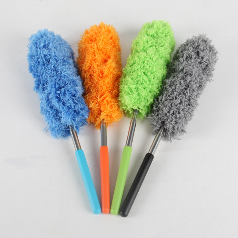 Car dust duster, stainless steel telescopic electrostatic dust duster, flexible fiber feather duster, dual-purpose home and car dust duster Item Picture