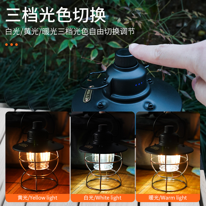 Cross-border outdoor camping lamp, led portable tent lamp, multi-functional charging portable camp lighting, horse lamp, camping lamp details Picture