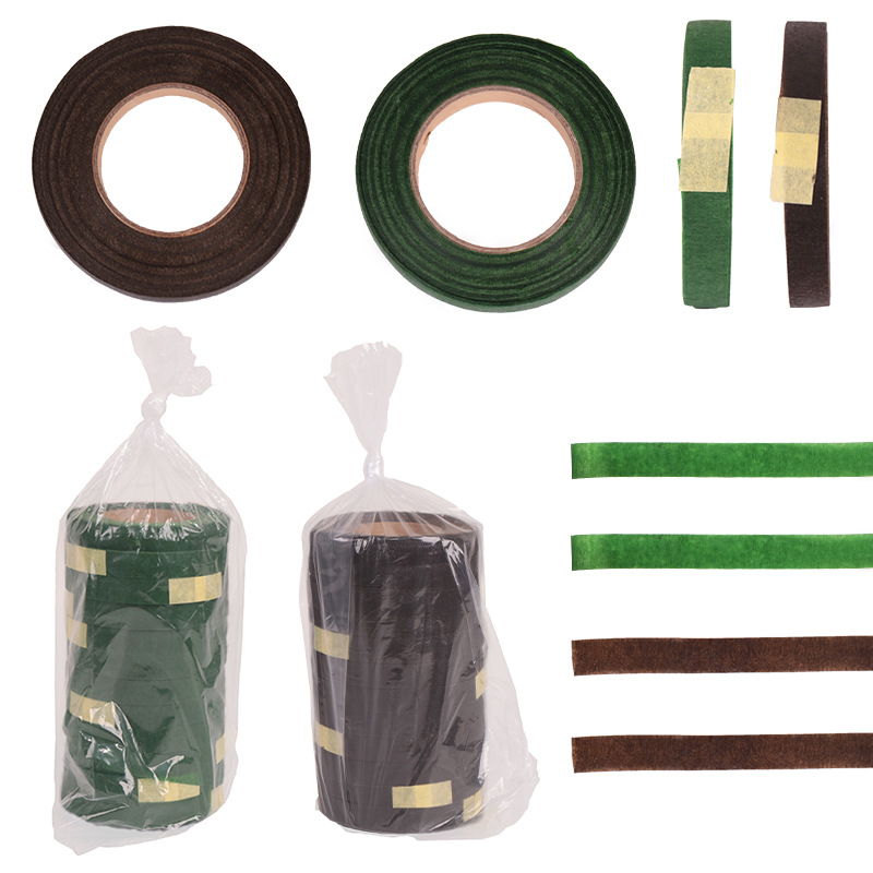 绿色DIY花艺胶带 1cm宽手工花配件 30米花艺胶带棕色皱纹纸胶带