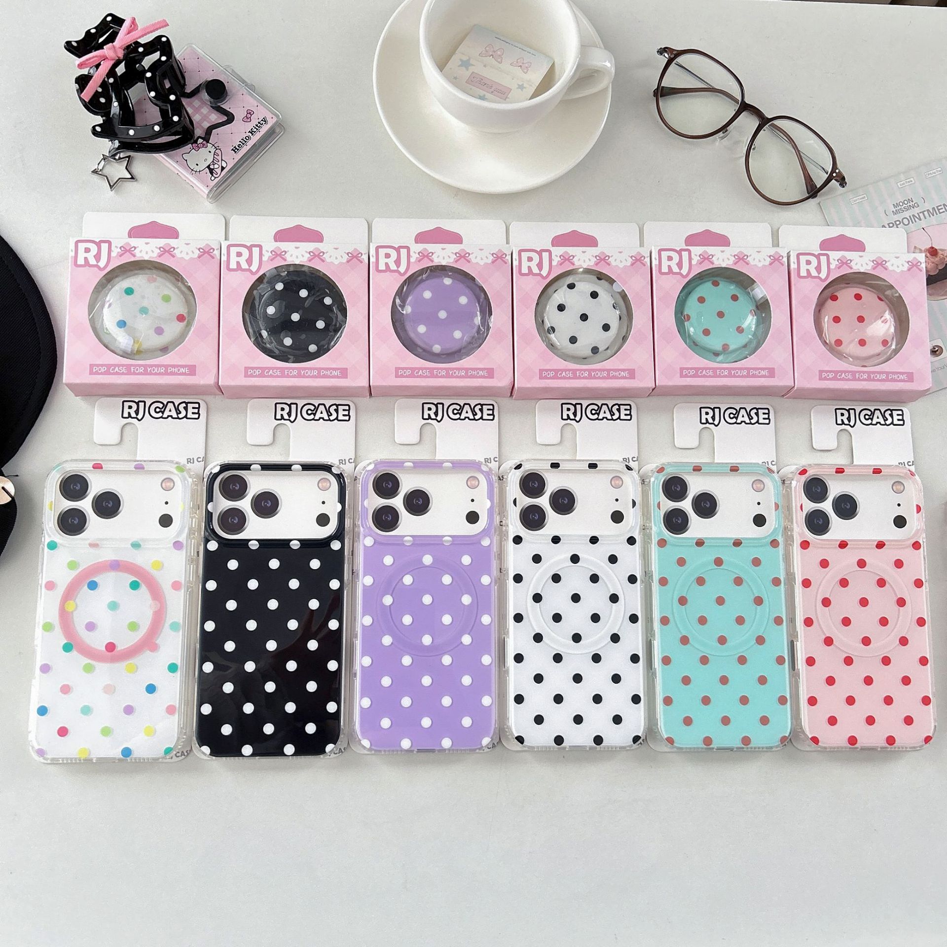 Pequeño punto de onda refrescante adecuado para iPhone17pro apple 16promax funda de protección de soporte de succión magnética 15p details Picture