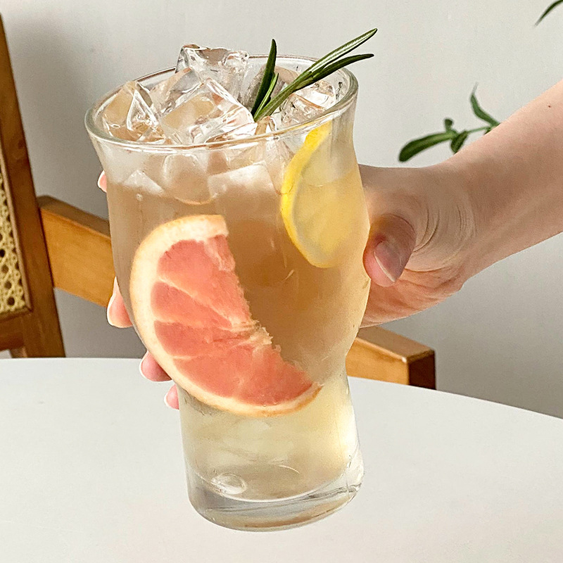 ins popular restaurant wide-mouthed fruit tea cups, extra-large capacity glass cups, milk tea drinks, juice cups, cold drink cups Application Scenario