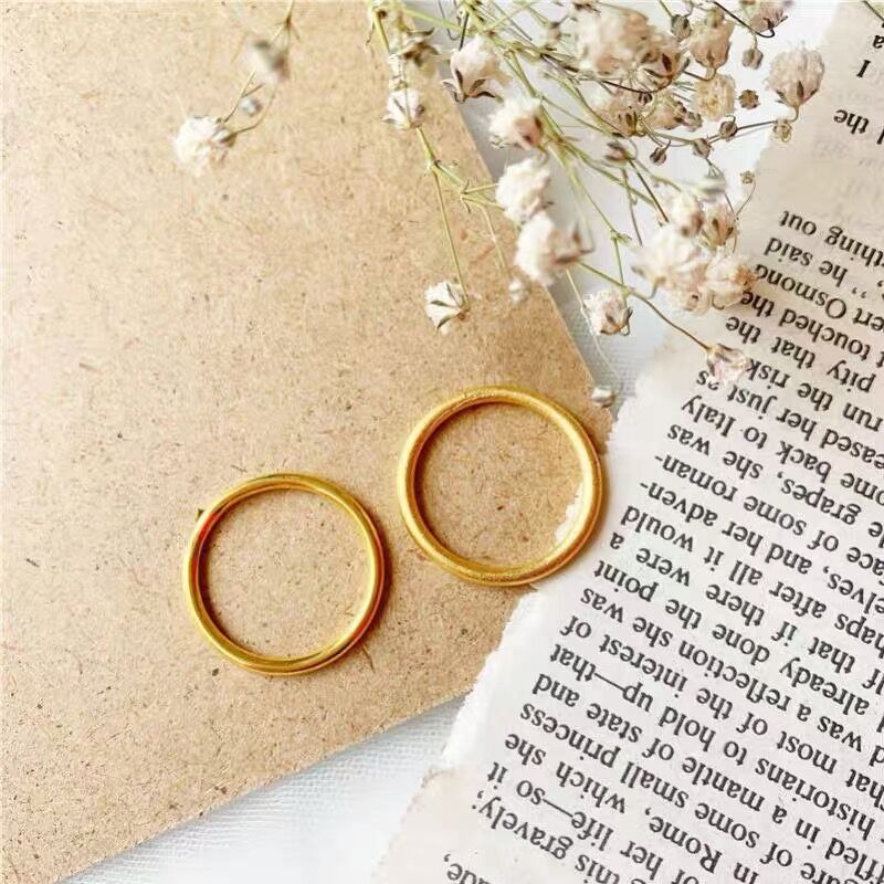 Ancient-style inherited imitation gold plain ring smooth surface ring, Vietnamese sand gold solid closed plain ring ring that does not fade for a long time Specification image