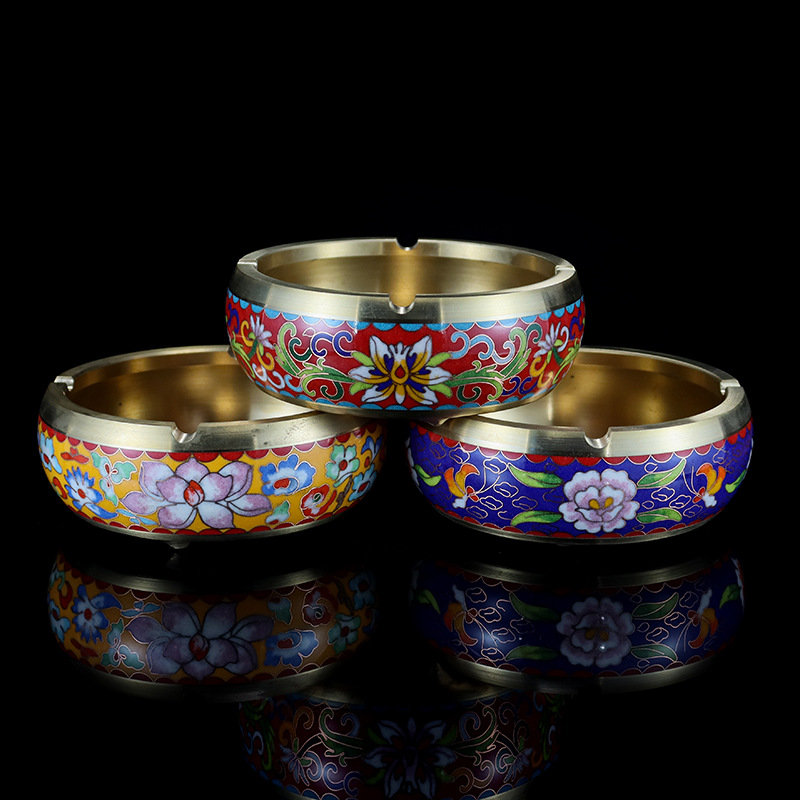 北京景泰蓝工艺文化礼品摆件传统铸铜掐丝低温珐琅烟灰缸